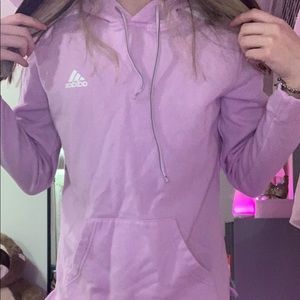purple striped adidas hoodie sweater